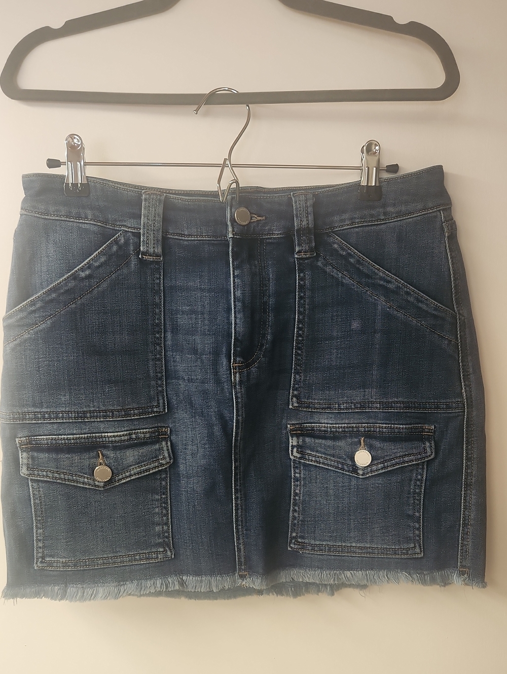 Liverpool Blue Washed Denim Cargo Mini Skirt